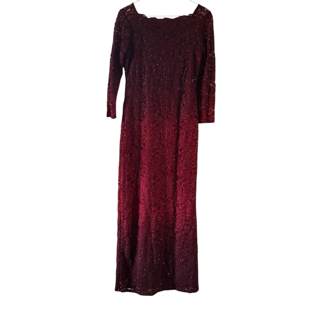 Onyx Nite Maxi Lace Sparkly Burgundy/Red Party Dress